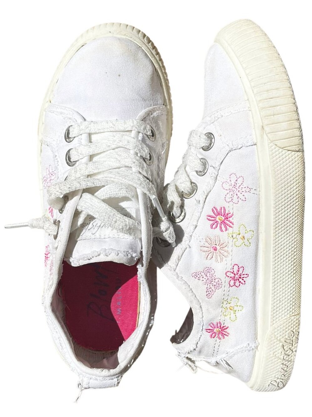 Blowfish Malibu Carly Girls White Floral Sneakers Size 4